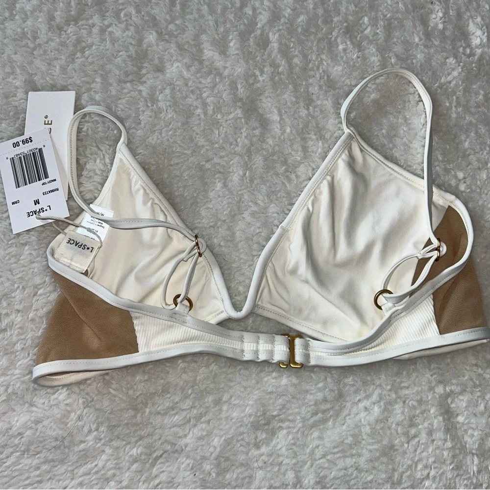 L*Space Macey Ribbed Mesh Swim Top Medium NEW